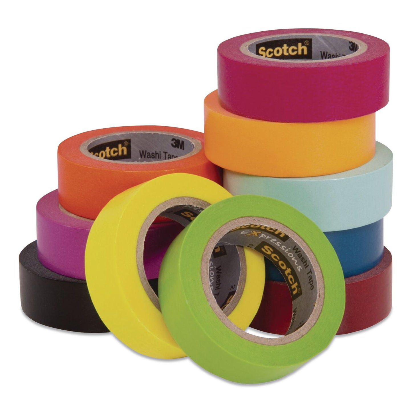 Scotch® Expressions Washi Tape, 0.59" x 32.75 ft, Assorted Colors, 10 Rolls/Pack (MMMC31710SIOC)