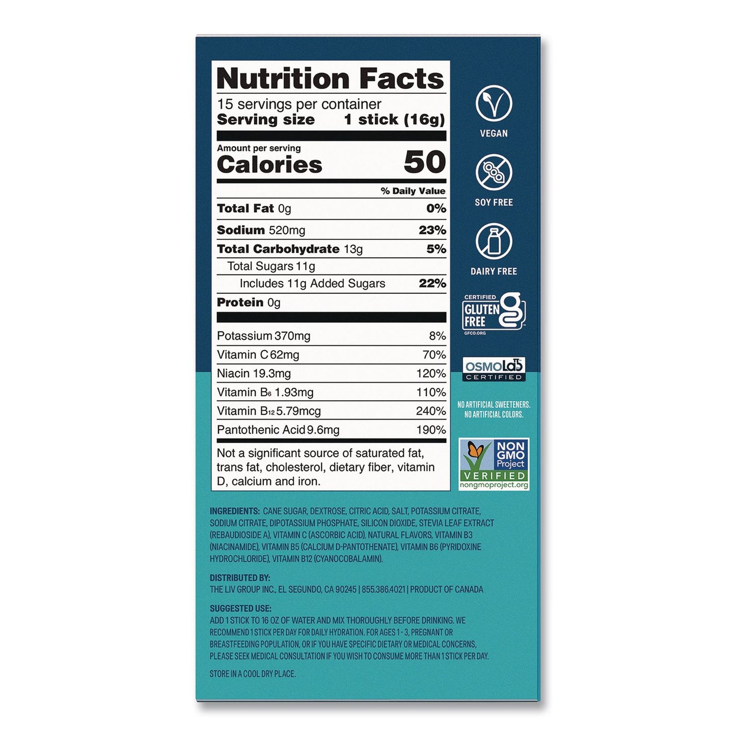 LIQUID I.V.® Hydration Multiplier, Passion Fruit, 0.56 oz Stick, 15/Pack (LQVEHC47496)