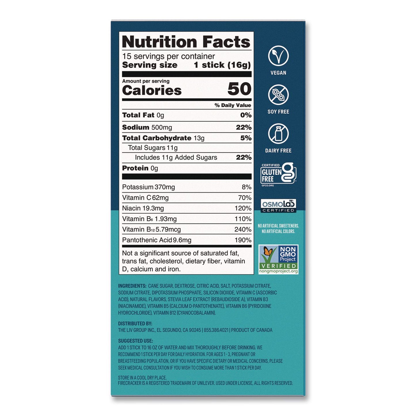 LIQUID I.V.® Hydration Multiplier, Popsicle Firecracker, 0.56 oz Stick, 15/Pack (LQVEHC97102)