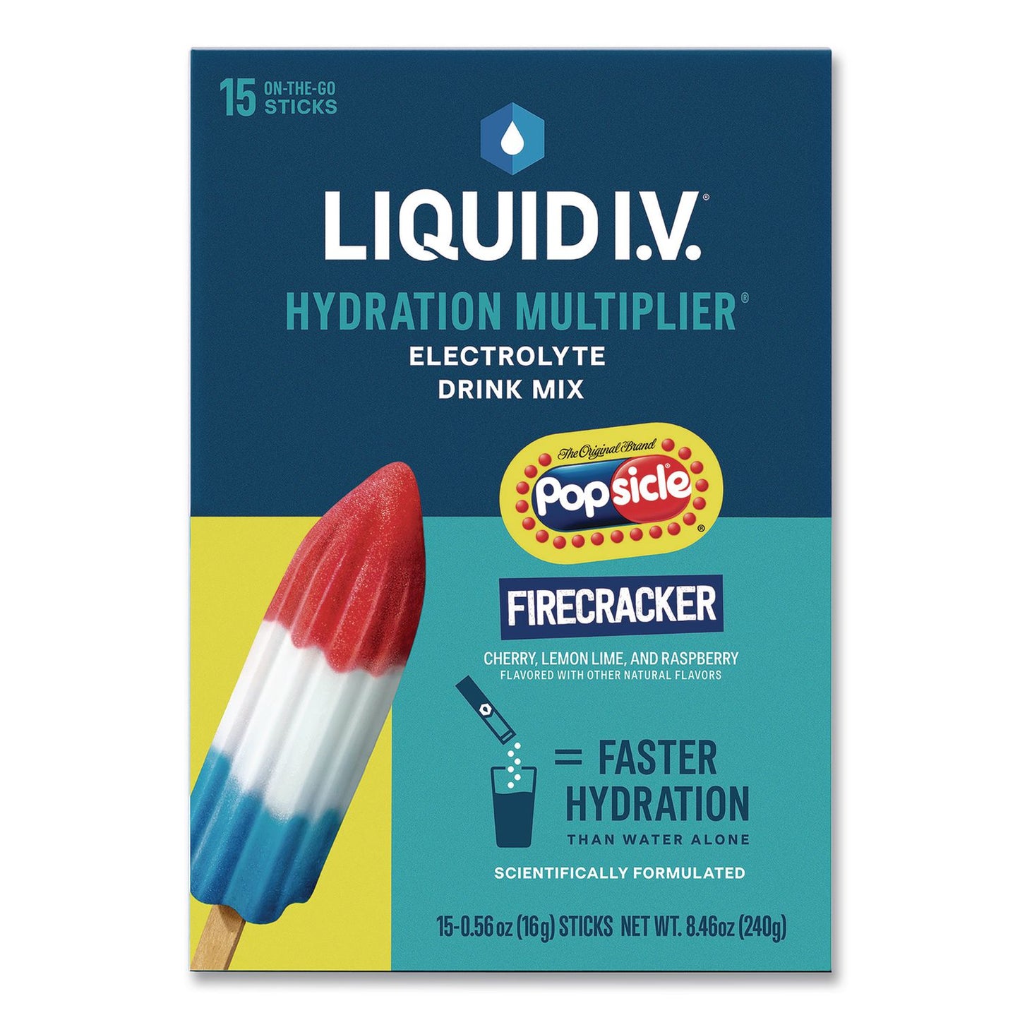 LIQUID I.V.® Hydration Multiplier, Popsicle Firecracker, 0.56 oz Stick, 15/Pack (LQVEHC97102)