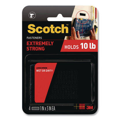 Scotch™ Extreme Fasteners, 1" x 3", Black, 2 Sets of Strips/Pack (MMMRF6731)