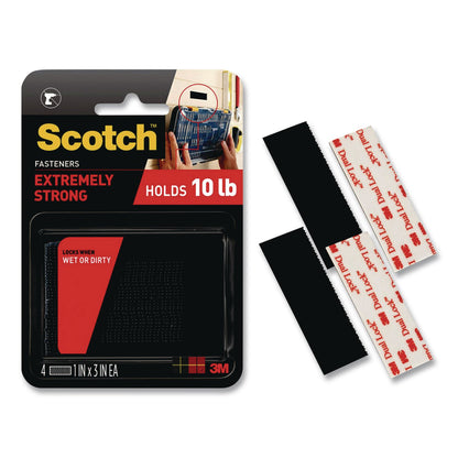 Scotch™ Extreme Fasteners, 1" x 3", Black, 2 Sets of Strips/Pack (MMMRF6731)