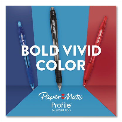 Paper Mate® Profile Ballpoint Pen, Retractable, Bold 1.4 mm, Black Ink, Smoke/Black Barrel, 8/Pack (PAP1960667)