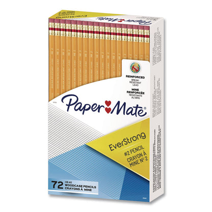 Paper Mate® EverStrong #2 Woodcase Pencils, HB (#2), Black Lead, Yellow Barrel, 72/Pack (PAP2105642)