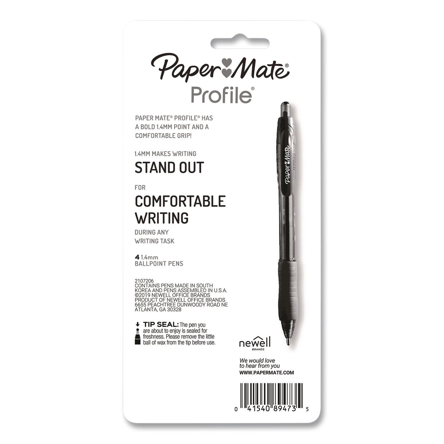 Paper Mate® Profile Ballpoint Pen, Retractable, Bold 1.4 mm, Assorted Ink and Barrel Colors, 4/Pack (PAP196066389473)