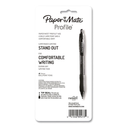 Paper Mate® Profile Ballpoint Pen, Retractable, Bold 1.4 mm, Assorted Ink and Barrel Colors, 4/Pack (PAP196066389473)
