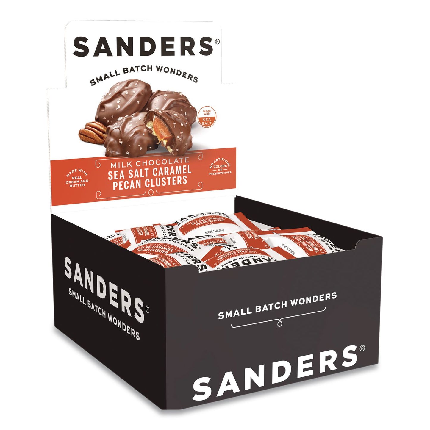 Sanders® Small Batch Wonders Snack-Size Sea Salt Caramel Pecan Cluster, 48 Pieces, 24 oz Box (NDEMRY27160)