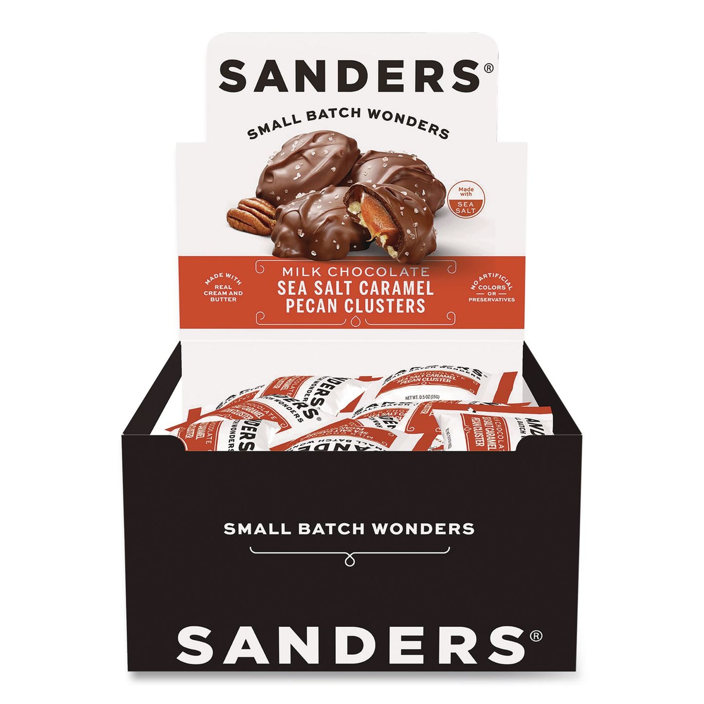 Sanders® Small Batch Wonders Snack-Size Sea Salt Caramel Pecan Cluster, 48 Pieces, 24 oz Box (NDEMRY27160)