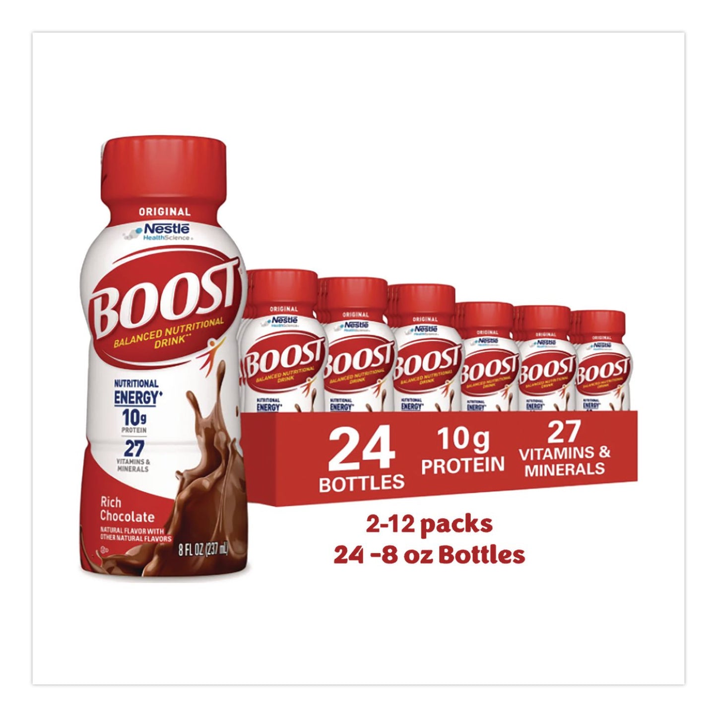 Boost® Original Nutritional Drink, Rich Chocolate, 8 oz Bottle, 24/Carton (NESZHC48120)