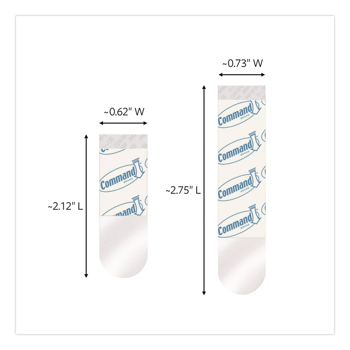 Command™ Damage-Free Hanging Clear Refill Strips, Value Pack Assortment: (8) Medium(0.73" x 2.75"), (8) Small (0.62" x 2.12"), 16/Pack (MMM17200CLR16ES)