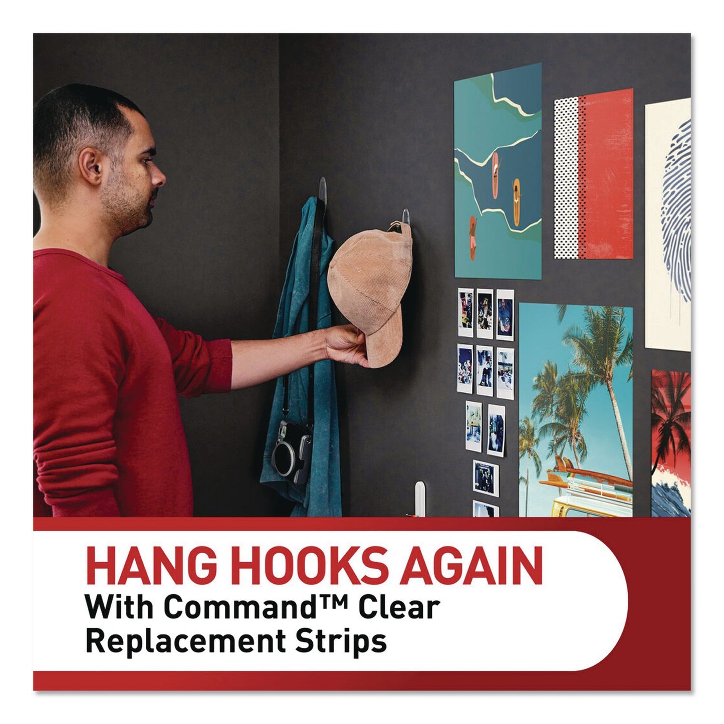 Command™ Damage-Free Hanging Clear Refill Strips, Value Pack Assortment: (8) Medium(0.73" x 2.75"), (8) Small (0.62" x 2.12"), 16/Pack (MMM17200CLR16ES)