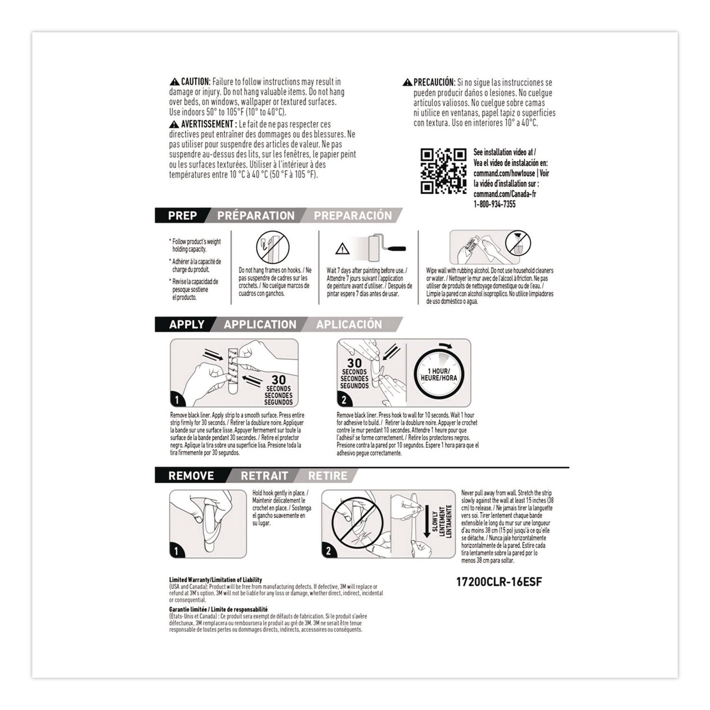 Command™ Damage-Free Hanging Clear Refill Strips, Value Pack Assortment: (8) Medium(0.73" x 2.75"), (8) Small (0.62" x 2.12"), 16/Pack (MMM17200CLR16ES)
