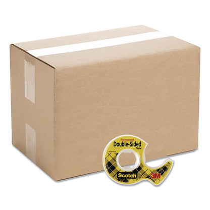 Scotch® Double-Sided Permanent Tape in Handheld Dispenser, 1" Core, 0.5" x 37.5 ft, Clear, 72/Carton (MMM137CT)