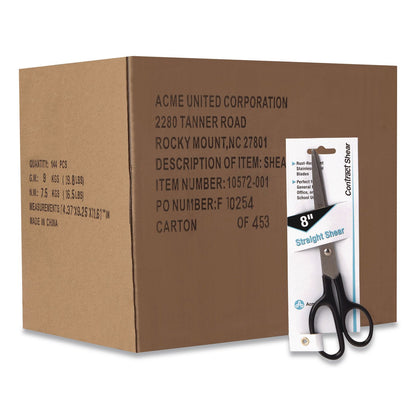 Westcott® Straight Contract Scissors, 8" Long, 3" Cut Length, Straight Black Handle, 144/Carton (ACM10572CT)