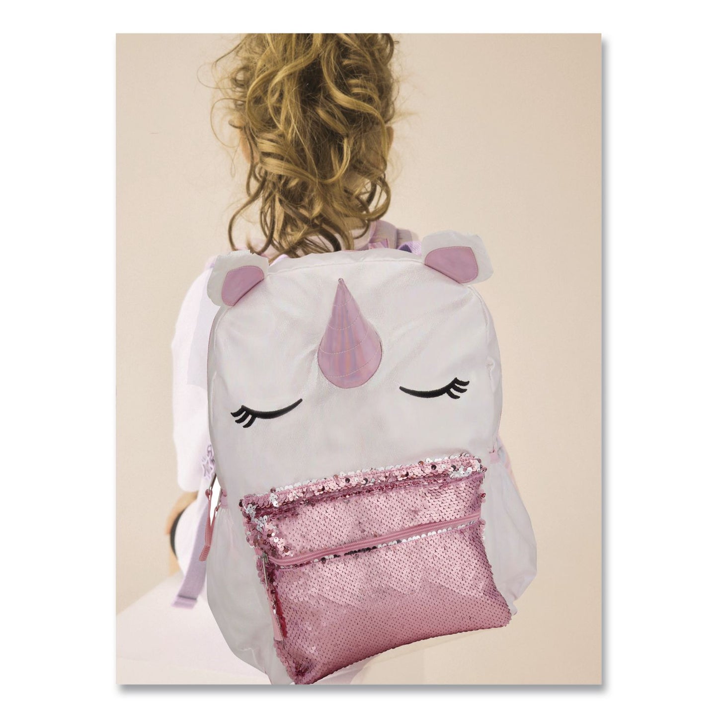 Accessory Innovations Adorable Unicorn Backpack, 12 x 5 x 16, White/Pink (AEIB21GC49266ST)