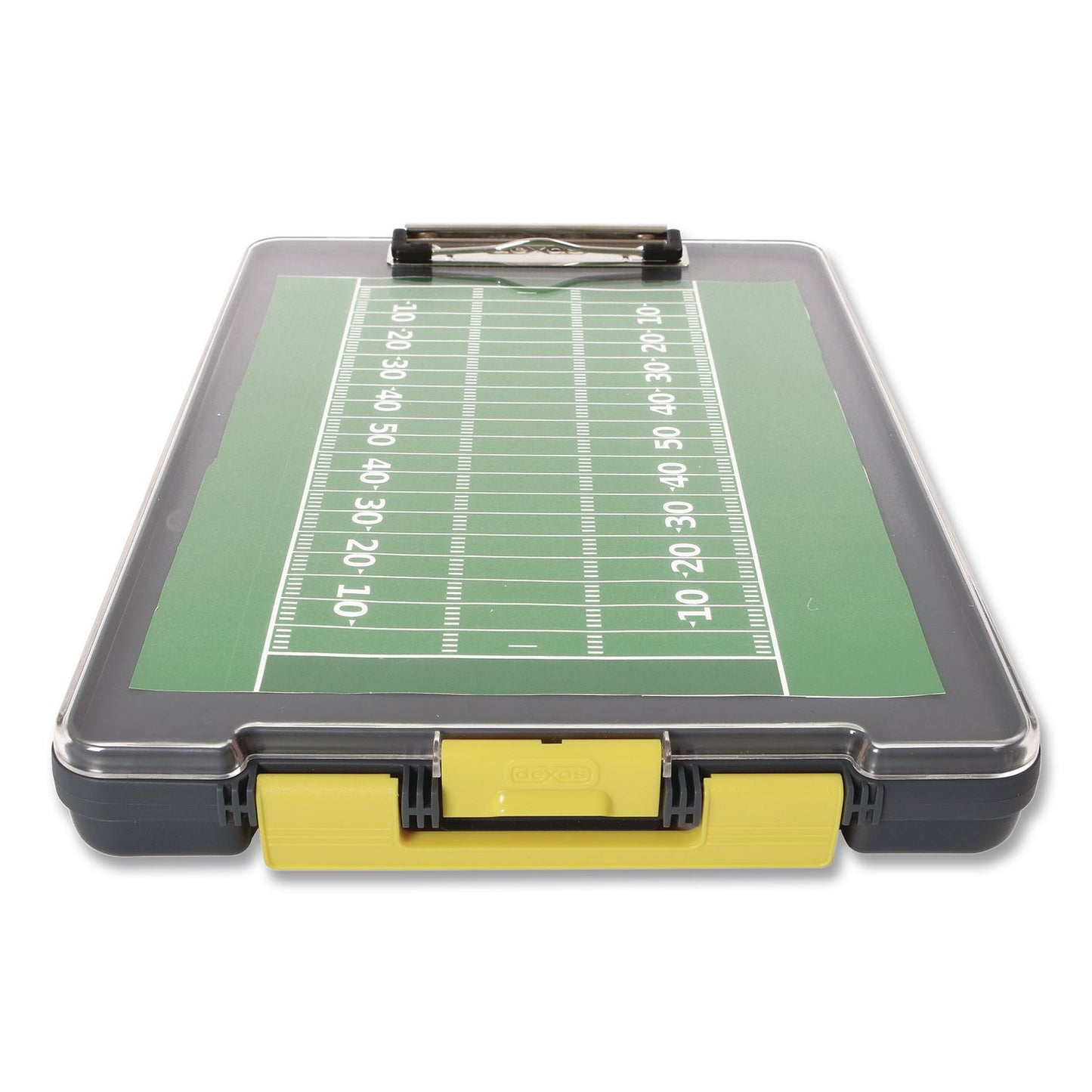 Dexas® ClearView Clipcase Storage Clipboard, 0.35" Clip Capacity, Holds 8.87 x 12.25 Sheets, Gray/Yellow (DSE5717803)