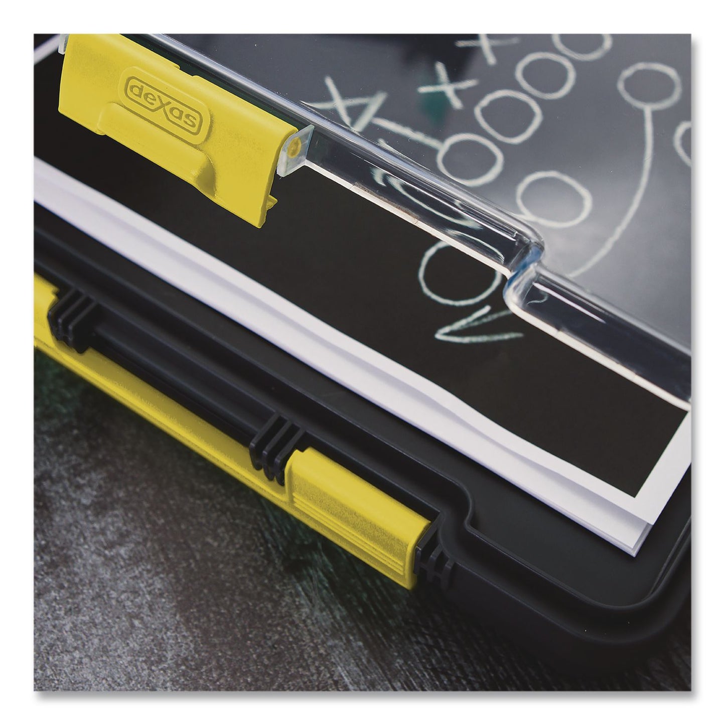 Dexas® ClearView Clipcase Storage Clipboard, 0.35" Clip Capacity, Holds 8.87 x 12.25 Sheets, Gray/Yellow (DSE5717803)