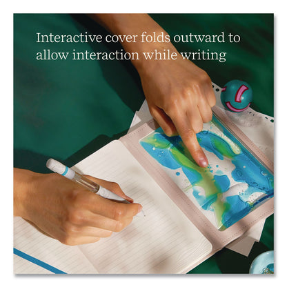 Lifelines® Shake It Up Sensory Journal, Interactive Blue/Green Color-Fusing Oil Ocean, Narrow Rule, Cream Cover, (80) 8 x 5 Sheets (LLN160103)