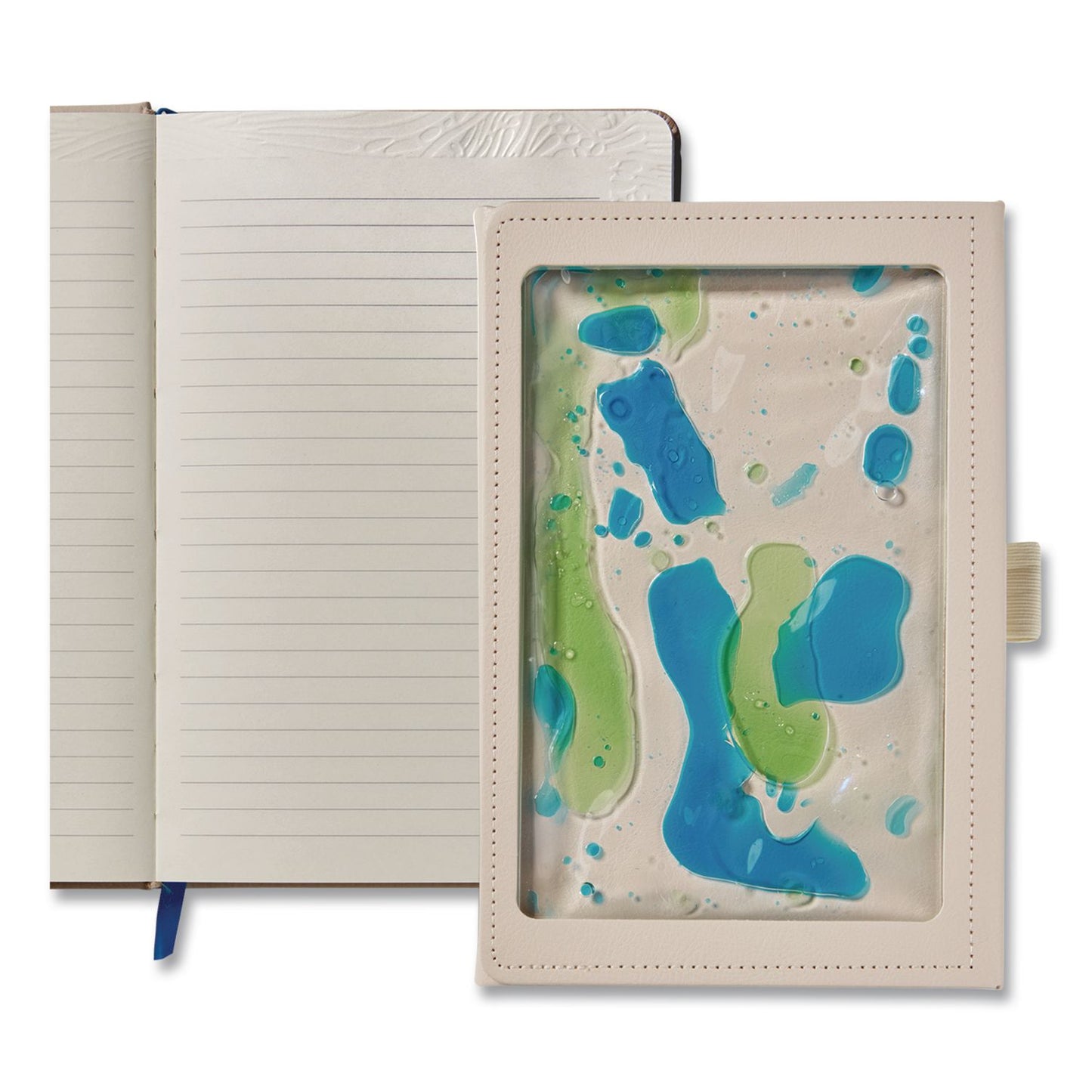 Lifelines® Shake It Up Sensory Journal, Interactive Blue/Green Color-Fusing Oil Ocean, Narrow Rule, Cream Cover, (80) 8 x 5 Sheets (LLN160103)
