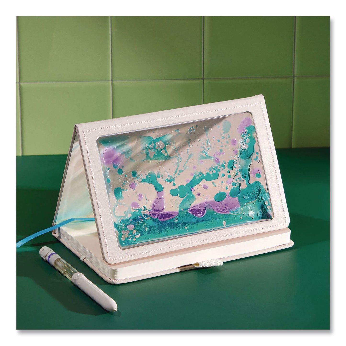 Lifelines® Shake It Up Sensory Journal, Interactive Blue/Purple Color-Fusing Oil Ocean, Wide/Legal Rule, Cream Cover, (80) 8 x 5 Sheets (LLN160109)