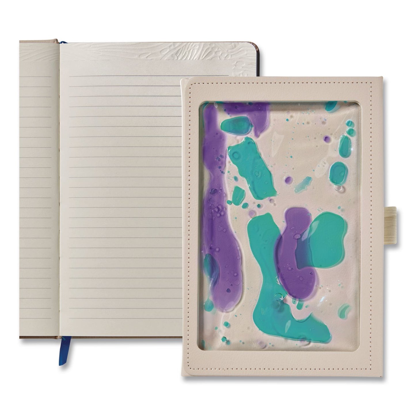 Lifelines® Shake It Up Sensory Journal, Interactive Blue/Purple Color-Fusing Oil Ocean, Wide/Legal Rule, Cream Cover, (80) 8 x 5 Sheets (LLN160109)