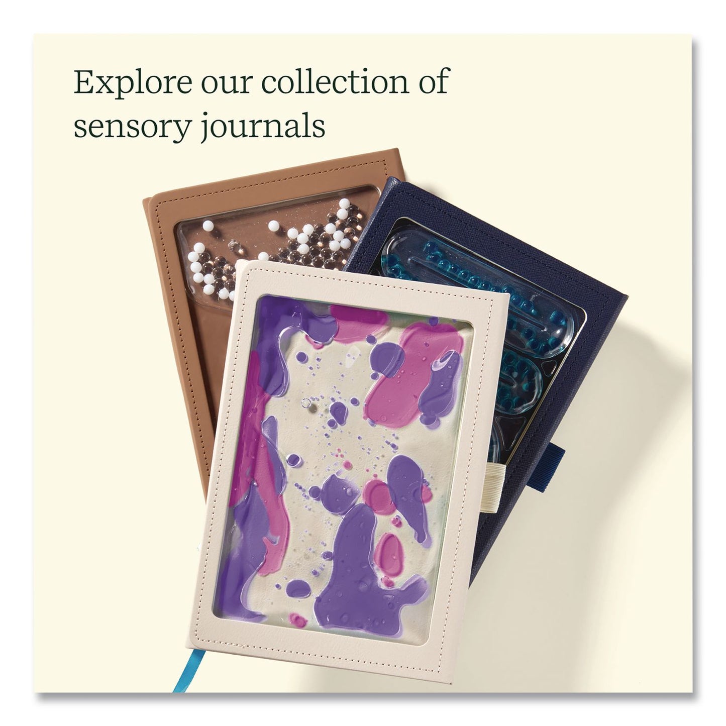 Lifelines® Shake It Up Sensory Journal, Interactive Purple/Pink Color-Fusing Oil Ocean, Wide/Legal Rule, Cream Cover, (80) 8 x 5 Sheets (LLN160110)