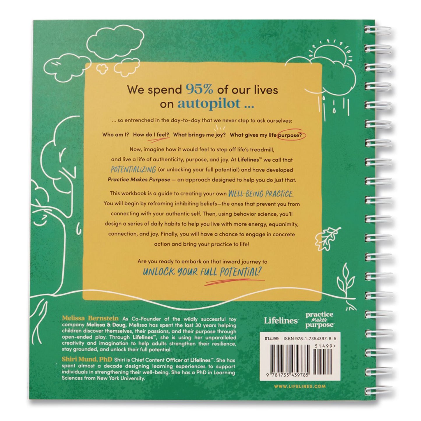 Lifelines® Guided Journal: Practice Makes Purpose by Melissa Bernstein and Shiri Mund, PhD, Green Tree Cover, (90) Sheets (LLN171101)