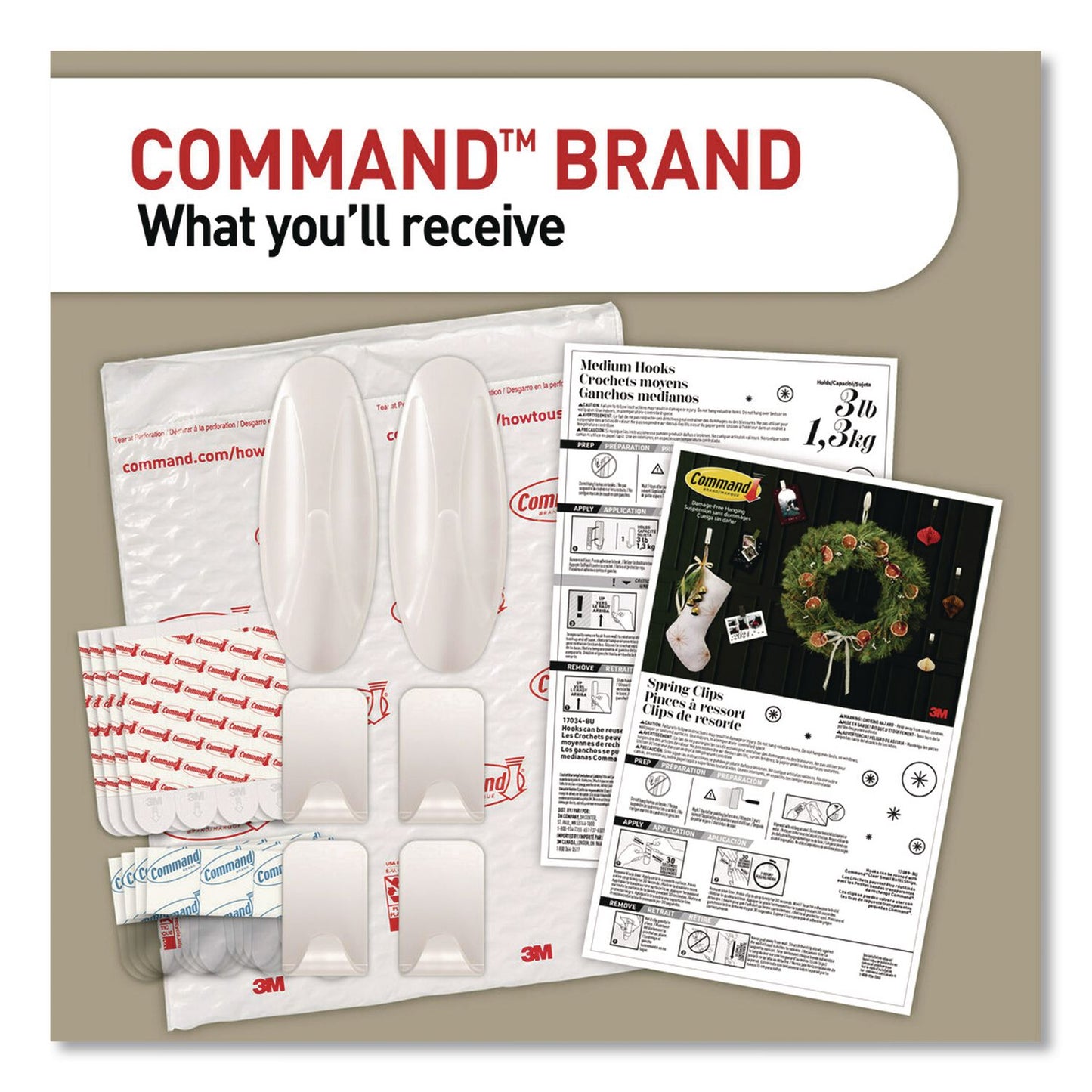 Command™ Limited Edition Decorative Hook Variety Pack, (4) Small (Supports 1 lb), (2) Medium (Supports 3 lb), Plastic, White, 6/Pack (MMMPRMHP6ESF)