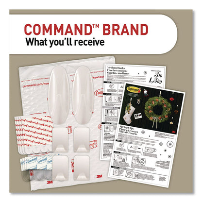 Command™ Limited Edition Decorative Hook Variety Pack, (4) Small (Supports 1 lb), (2) Medium (Supports 3 lb), Plastic, White, 6/Pack (MMMPRMHP6ESF)