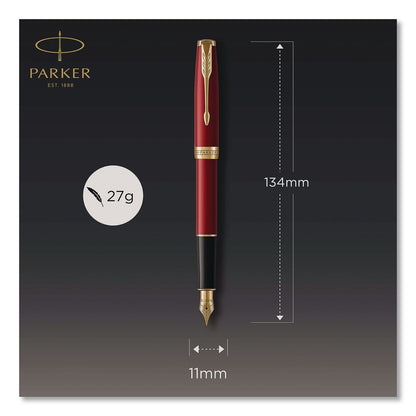 Parker® Sonnet Fountain Pen with Gift Box, Medium Fountain Nib, Red Ink, Red Lacquer/Gold Barrel (PAR1931474)