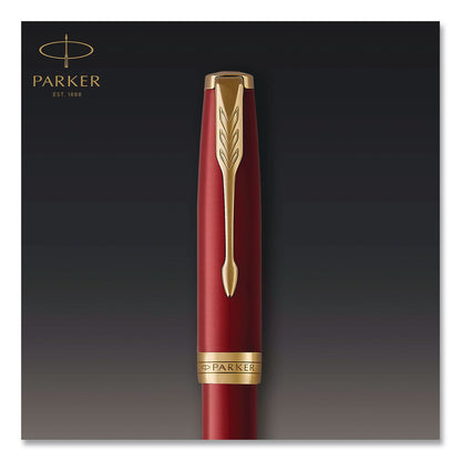 Parker® Sonnet Fountain Pen with Gift Box, Medium Fountain Nib, Red Ink, Red Lacquer/Gold Barrel (PAR1931474)