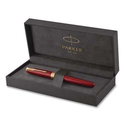 Parker® Sonnet Fountain Pen with Gift Box, Medium Fountain Nib, Red Ink, Red Lacquer/Gold Barrel (PAR1931474)