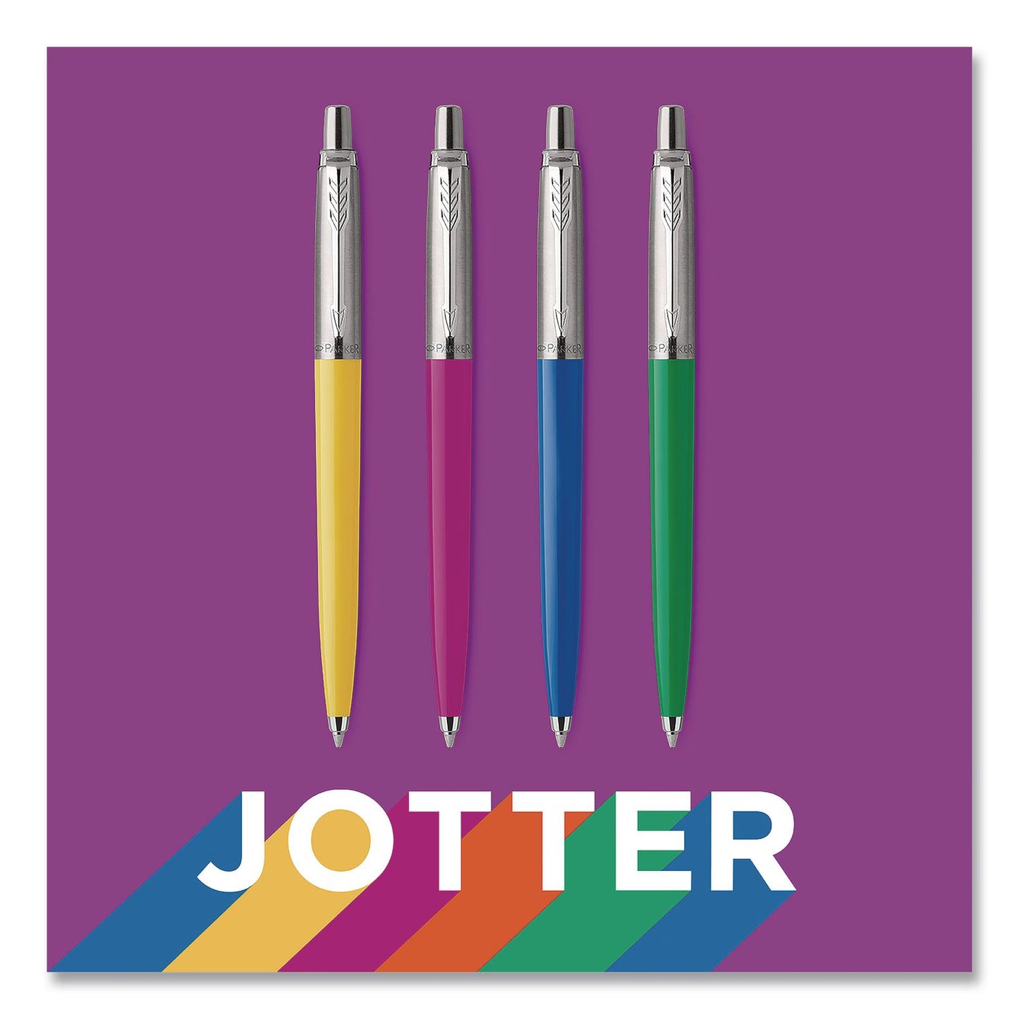 Parker® Jotter Ballpoint Pen, Spirit of the 1990s Collection, Retractable, Medium 0.7 mm, Black Ink, Assorted Barrel Colors, 4/Pack (PAR2084405)