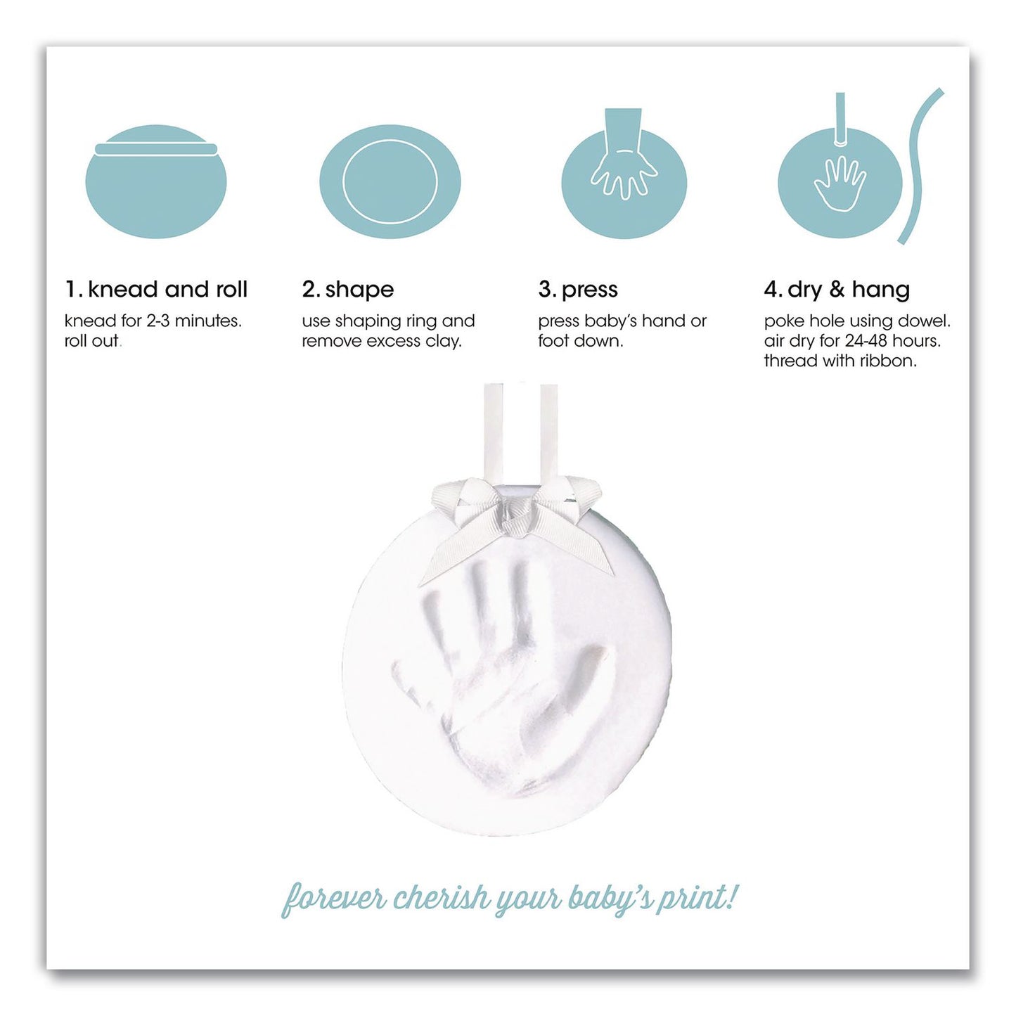 pearhead® Babyprints Handprint or Footprint Keepsake Ornament Kit, 100% Baby Safe Impression Material/Shaping Ring/Ribbon/Pin (PEH50020)