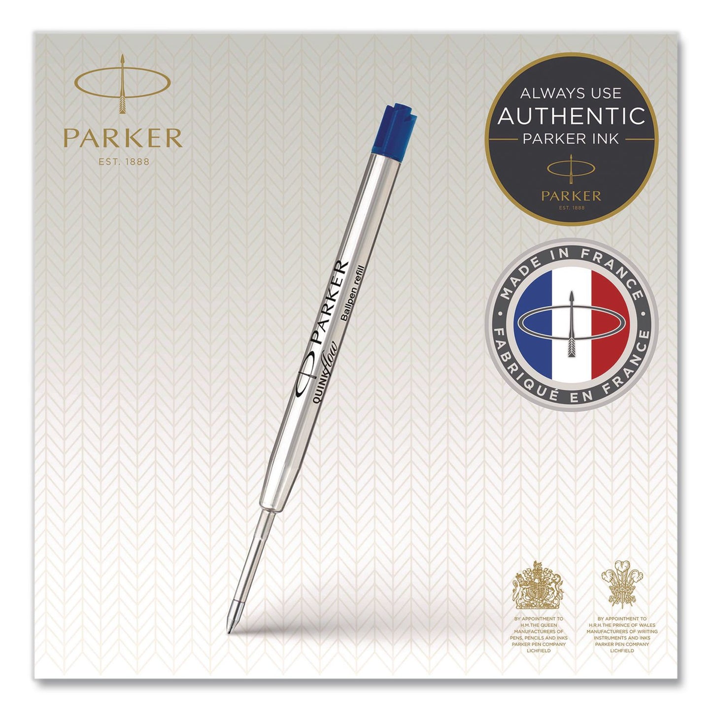Parker® Quinkflow Refill for Parker Ballpoint Pen, Medium Conical Tip, Blue Ink, 10/Pack (PAR2119154)