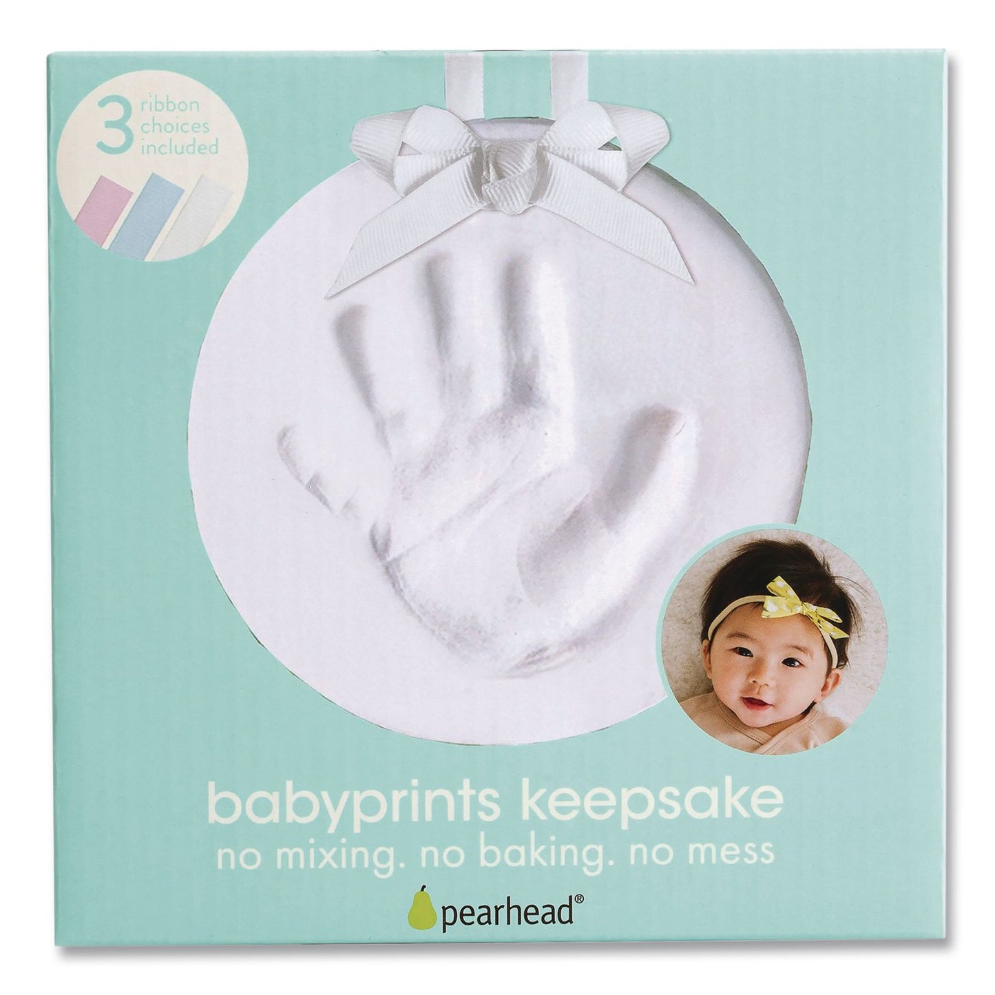 pearhead® Babyprints Handprint or Footprint Keepsake Ornament Kit, 100% Baby Safe Impression Material/Shaping Ring/Ribbon/Pin (PEH50020)