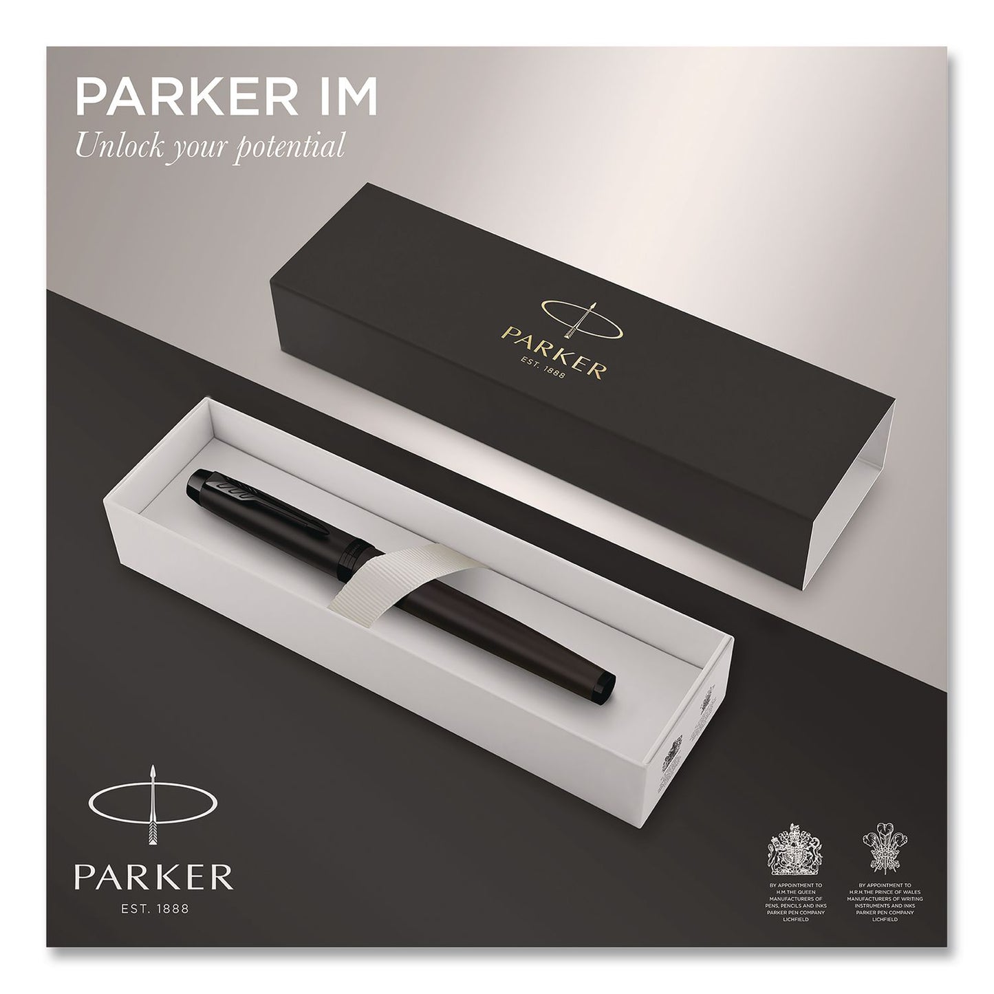 Parker® IM Rollerball Pen, Monochrome Collection, Stick, Fine, Black Ink, Matte Black/PVD Barrel (PAR2127743)