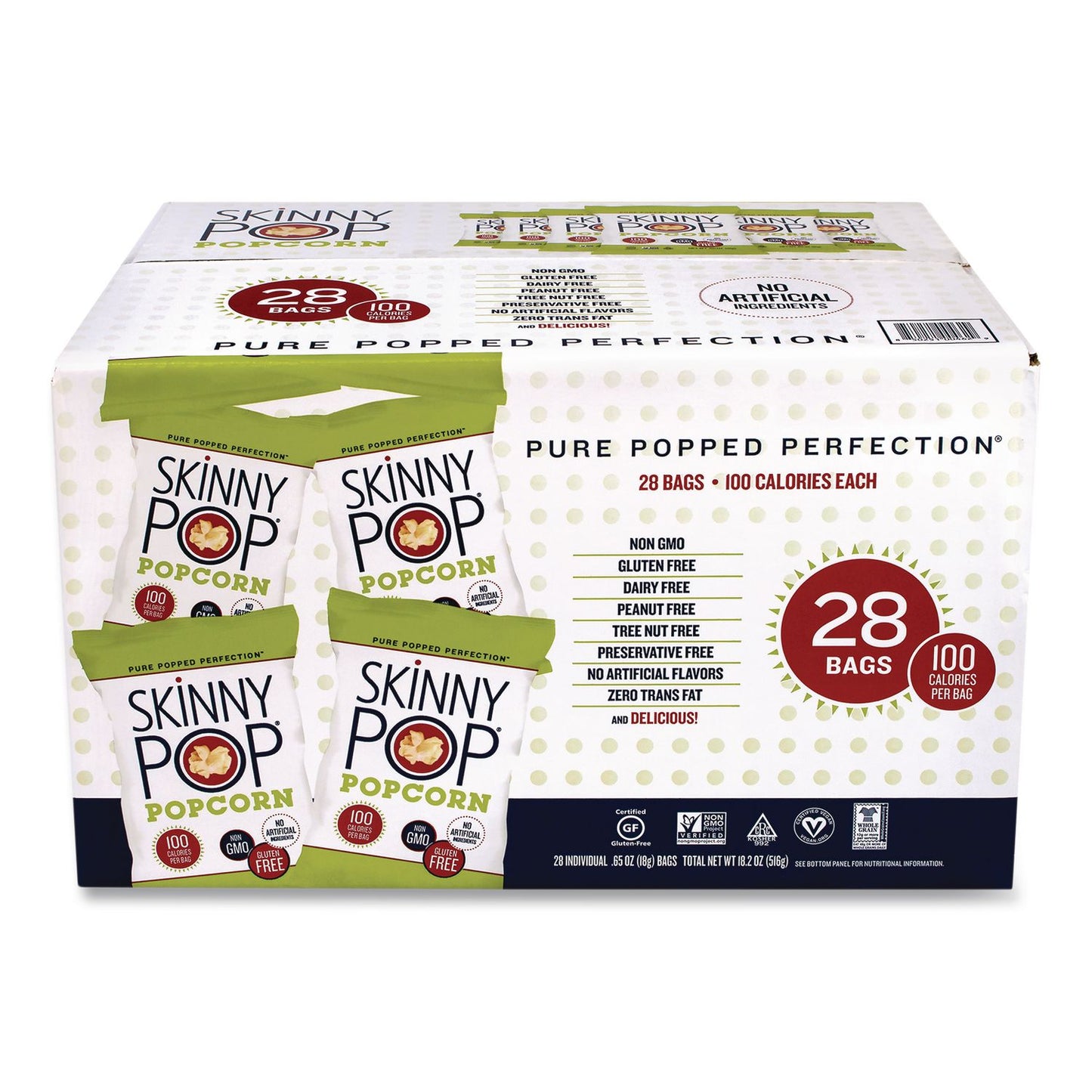 SkinnyPop® Popcorn, Original, 0.65 oz Bag, 28/Carton (PCNSKP00462)