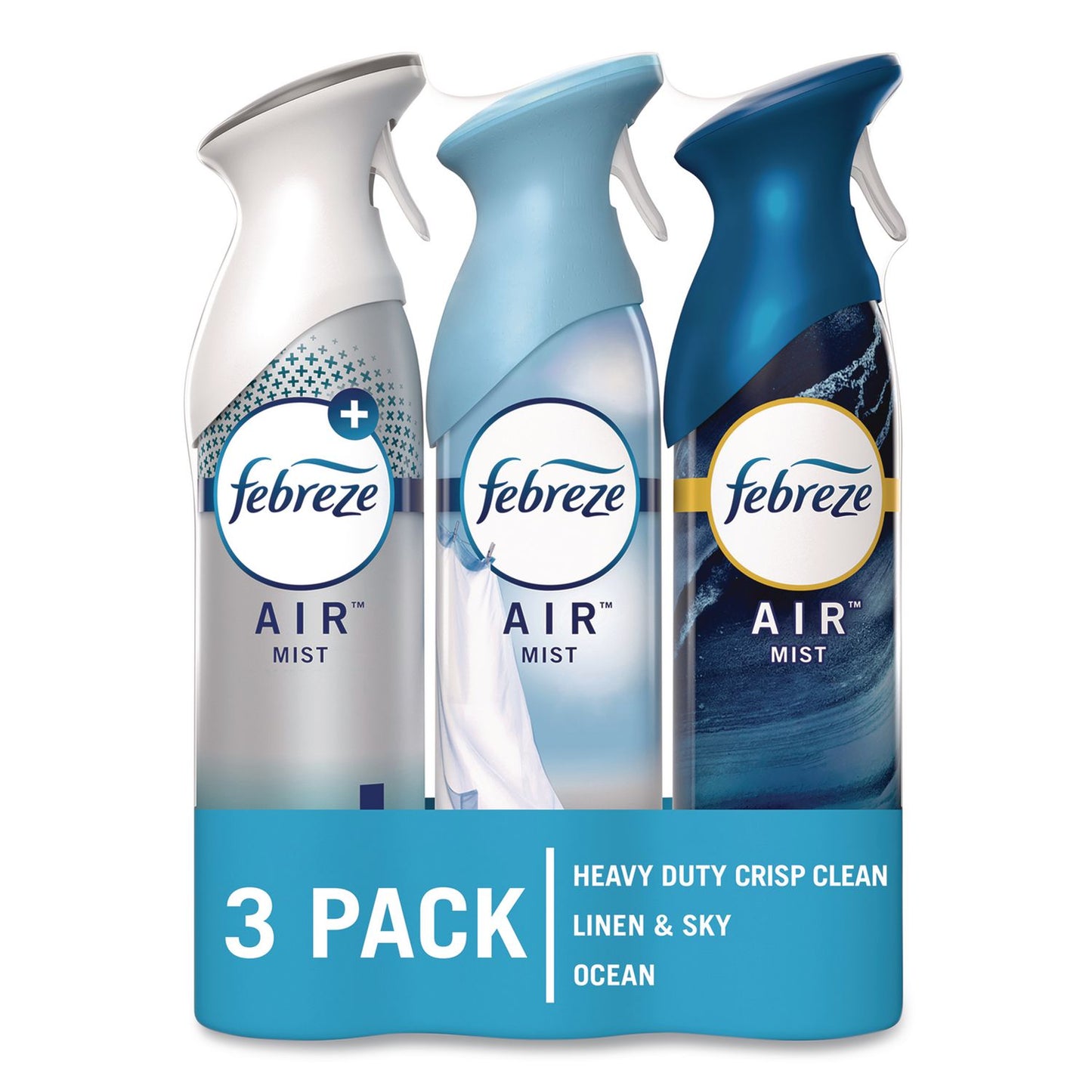 Febreze® AIR Variety Pack, Heavy-Duty Crisp Clean/Linen and Sky/Ocean, 8.8 oz Aerosol Spray, 3/Pack (PGC10677)