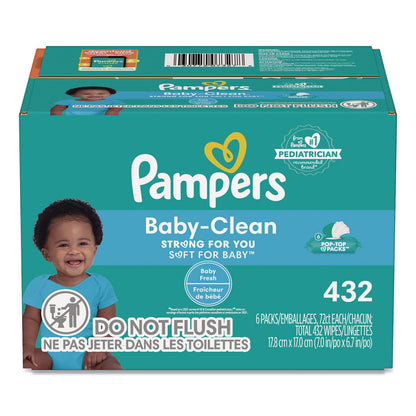 Pampers® Baby-Clean Wipes, 6.7 x 7, Baby Fresh, White, 72 Wipes/Pack, 6 Packs/Carton (PGC73278)