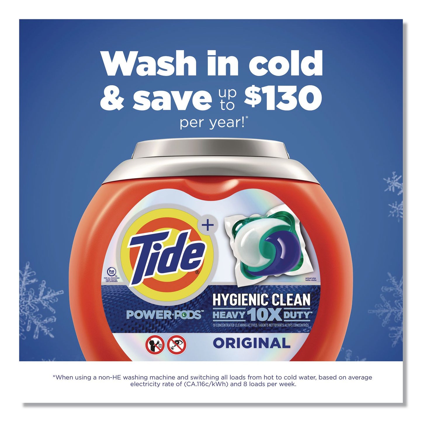 Tide® Hygienic Clean Heavy 10x Duty Power PODS, HE Compatible, Original Scent, 45 Pods/Tub (PGC91630)