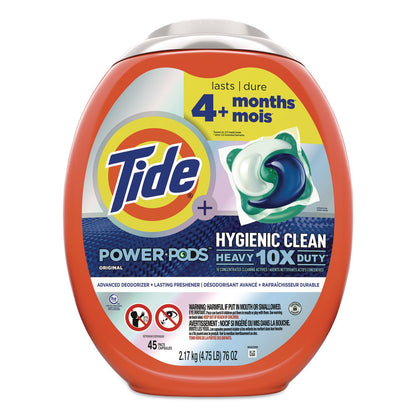 Tide® Hygienic Clean Heavy 10x Duty Power PODS, HE Compatible, Original Scent, 45 Pods/Tub (PGC91630)