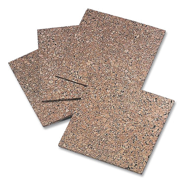 Quartet® Cork Bulletin Board Tiles, 1 ft x 1 ft, Brown Surface, Frameless, 4/Pack (QRT102)