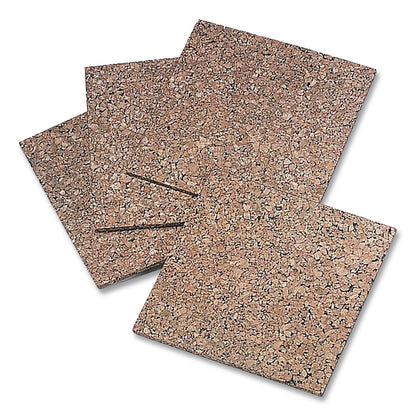 Quartet® Cork Bulletin Board Tiles, 1 ft x 1 ft, Brown Surface, Frameless, 4/Pack (QRT102)