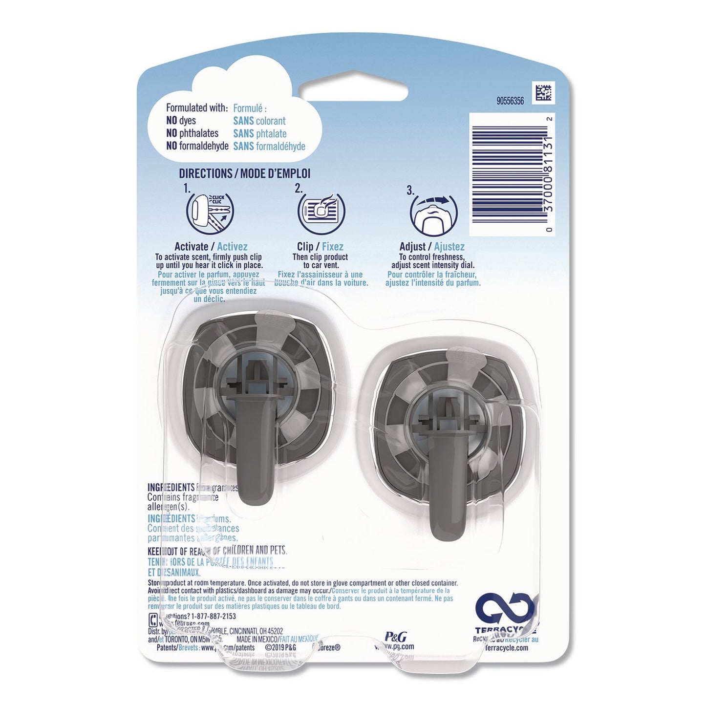 Febreze® CAR Air Freshener, Linen and Sky, 2 mL, 2/Pack (PGC811131)