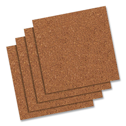 Quartet® Cork Bulletin Board Tiles, 1 ft x 1 ft, Brown Surface, Frameless, 4/Pack (QRT102)