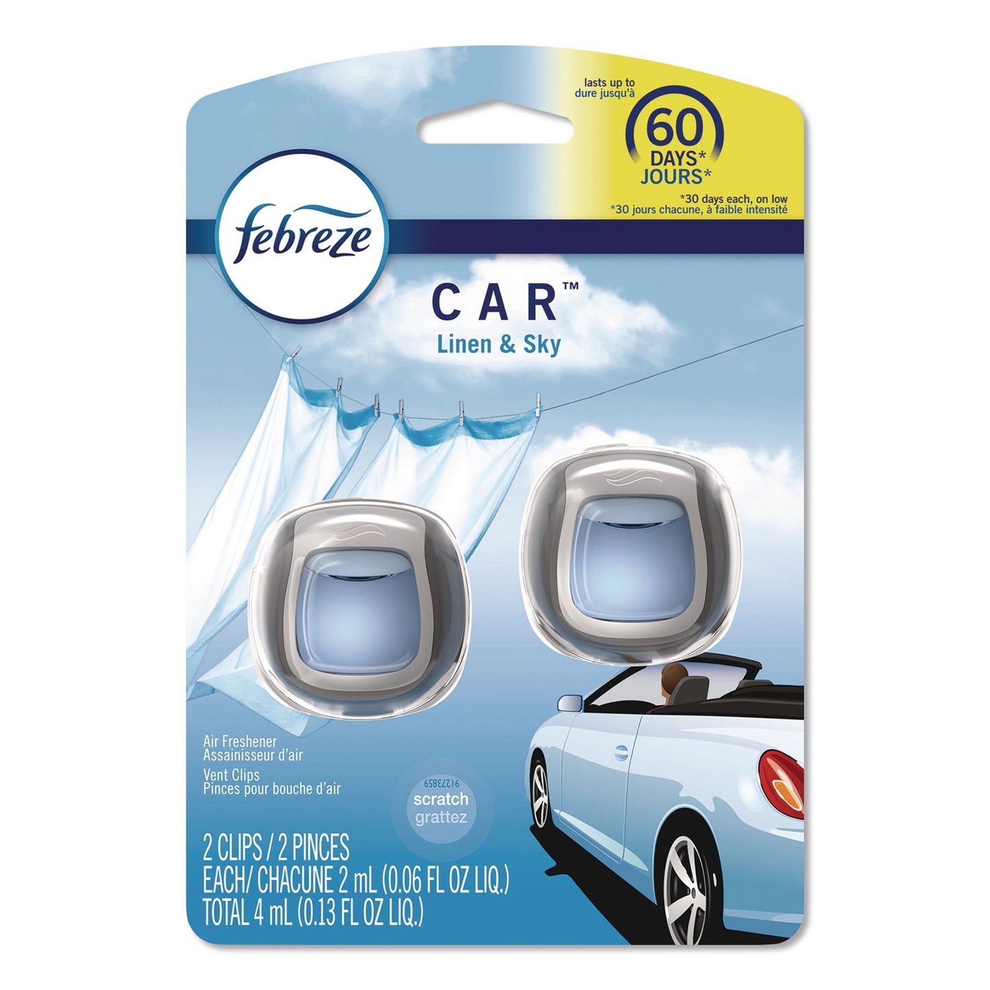 Febreze® CAR Air Freshener, Linen and Sky, 2 mL, 2/Pack (PGC811131)