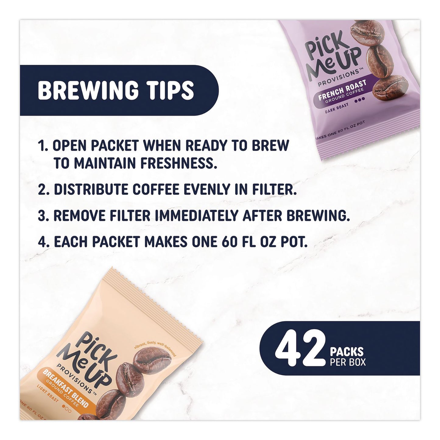 Pick Me Up Provisions™ French Roast Coffee Fraction Pack, 2.2 oz, 42/Carton (PIEBHS90366)