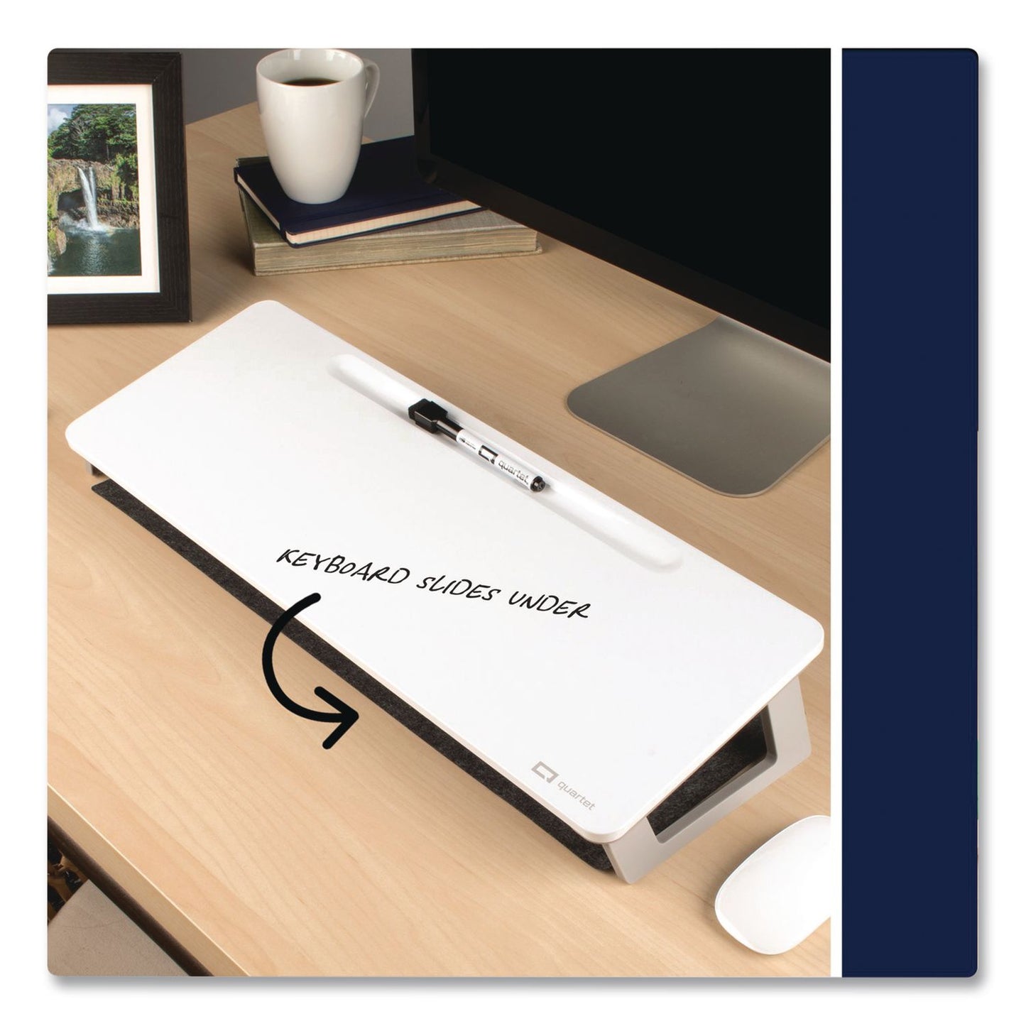 Quartet® Magnetic Steel Dry Erase Desktop Computer Pad, 21 x 7.75, White Surface (QRTQ090F01R)