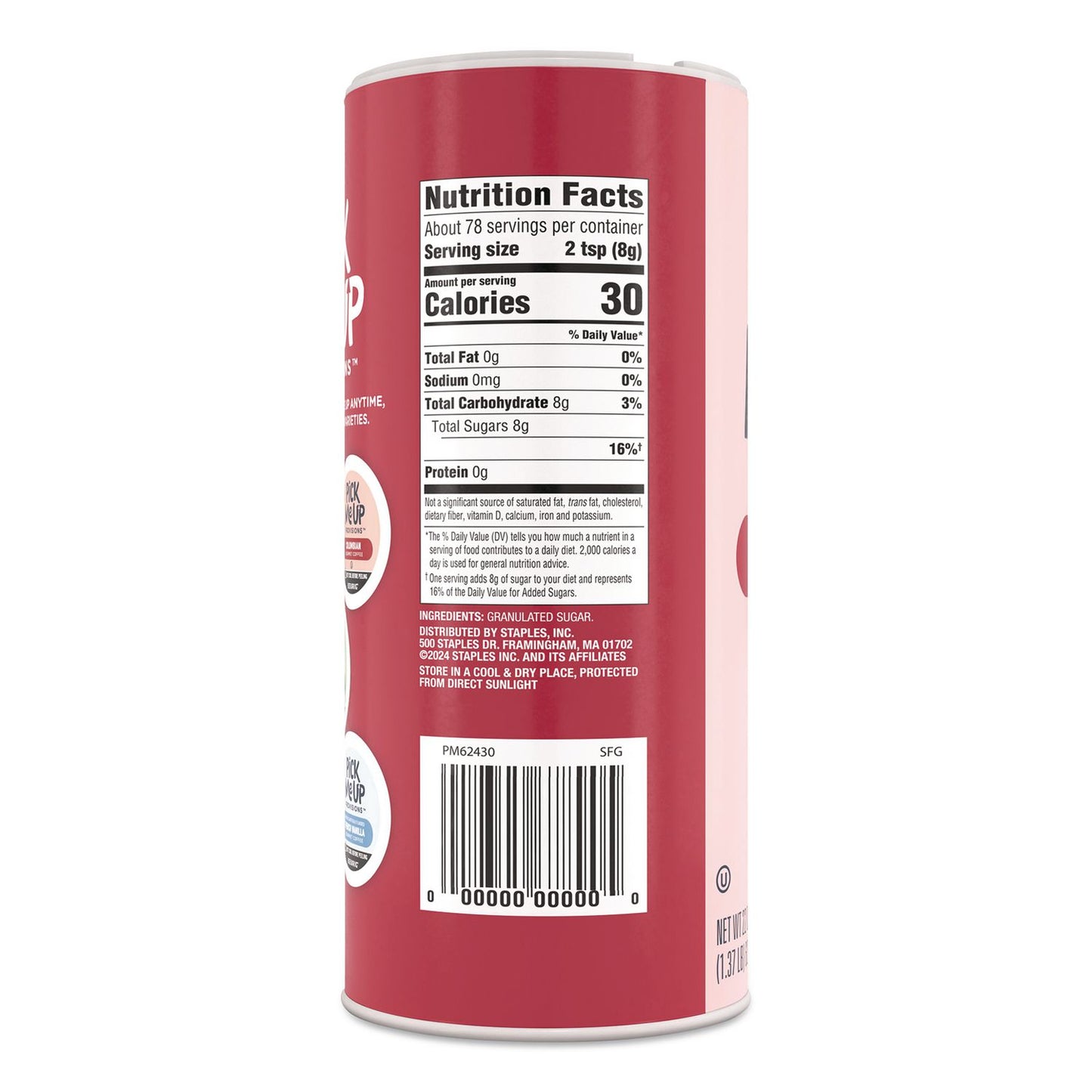 Pick Me Up Provisions™ Pure Sugar, 22 oz Canister, 8/Pack (PIEPM62430)
